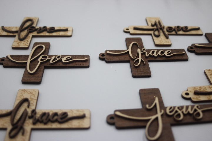 Crosses - dimensional wooden crosses with message sold individually