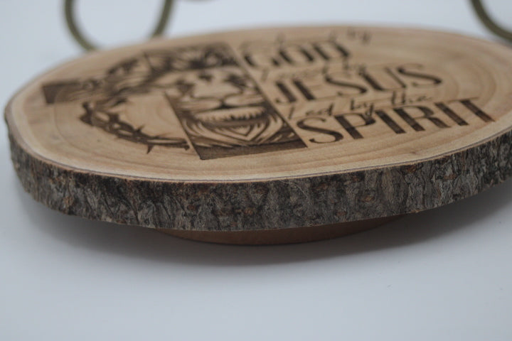 God, Jesus, Spirit...round with a live edge