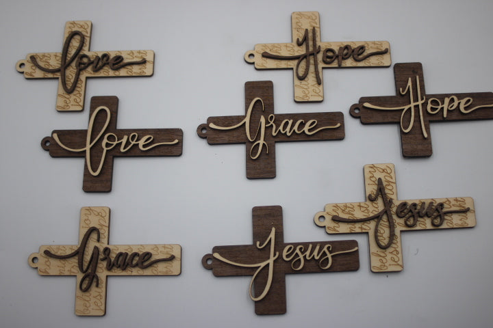 Crosses - dimensional wooden crosses with message sold individually