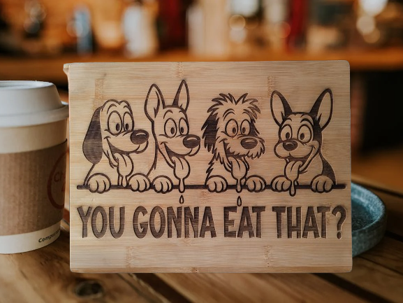 Four cartoon pups asking "YOU GONNA EAT THAT?"