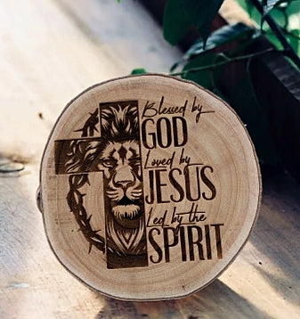 God, Jesus, Spirit...round with a live edge
